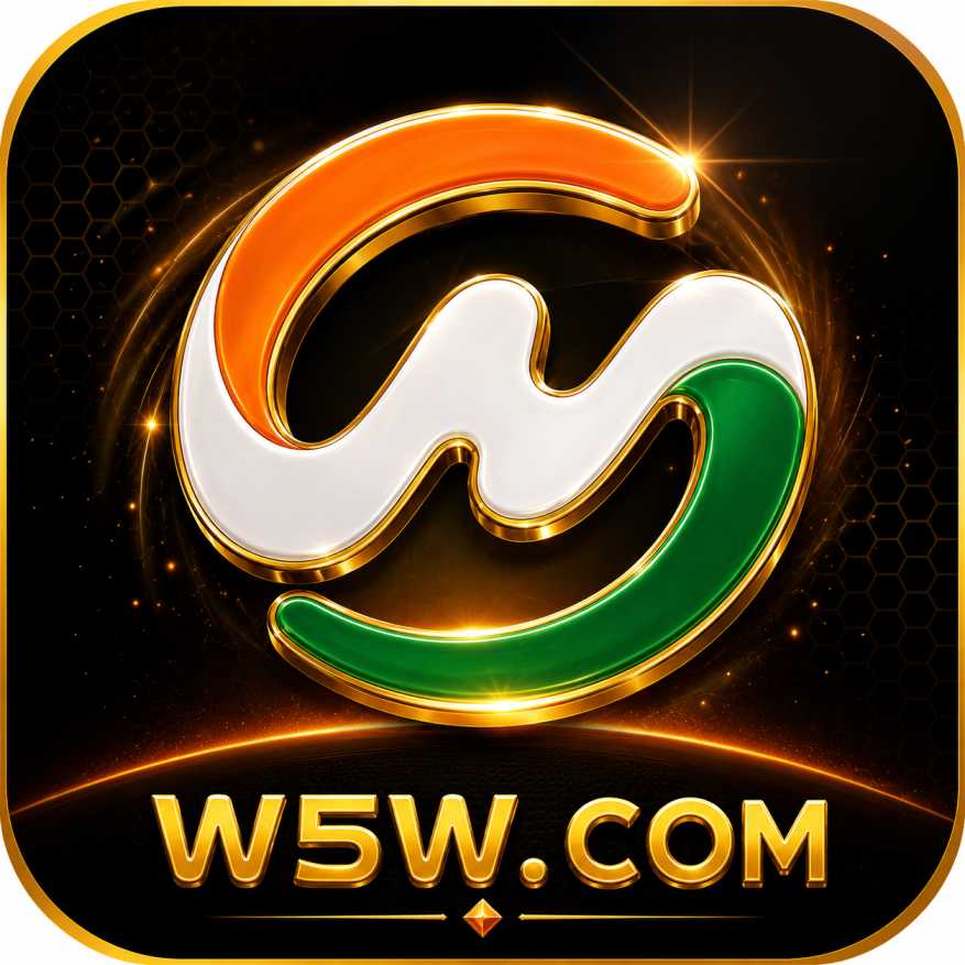 W5W Game logo with colorful 3D design and golden border